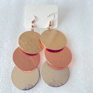 Long 3” Goldtone, Coppertone silver tone Earrings